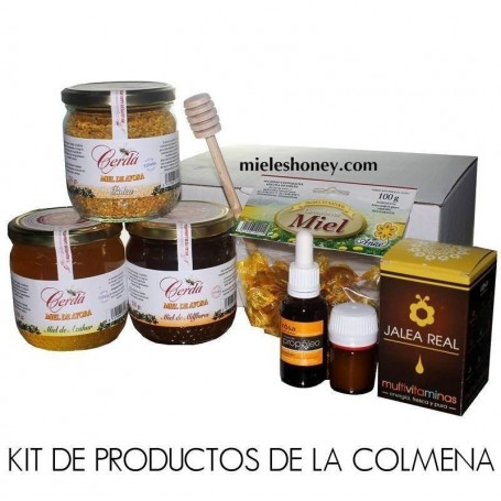 Pack productos de la colmena: Mieles, Polen, Propoleo, Jalea Real, Caramelos y cuchara
